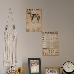 Equestrian Boho Cream Macramé Wall Art with Horseshoe